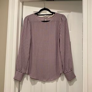 Loft long sleeve vertical striped blouse - small